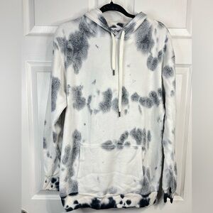 Feat Unisex Marble Print Fleece Hoodie - White/Black - Size 1 (23" PTP - Small)